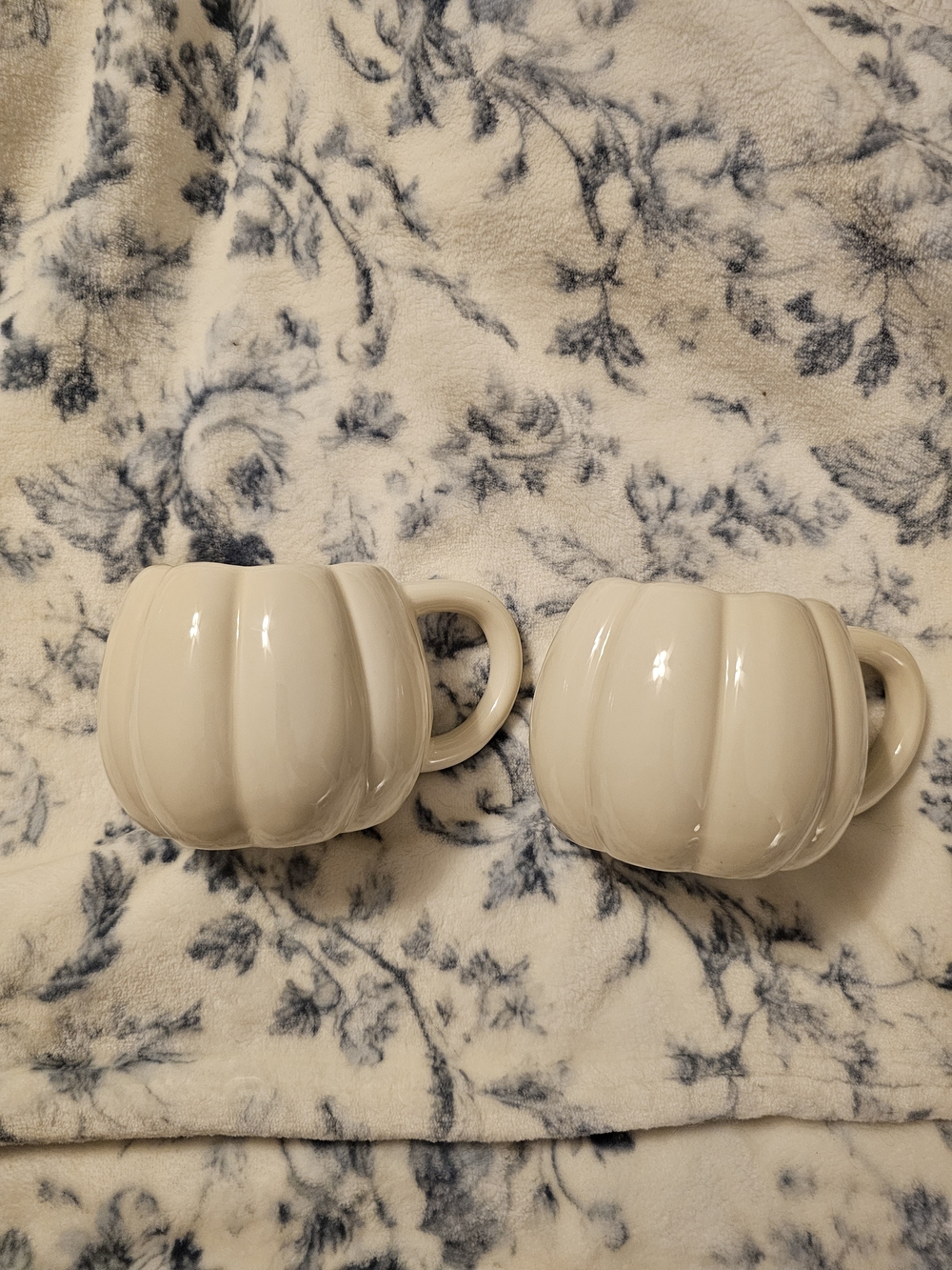 Cream Pumpkin-Shaped Ceramic Mug - Set of 2